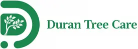 A green and white logo for duran tree care.