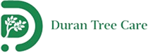 A green banner with the words duran tree company in white.